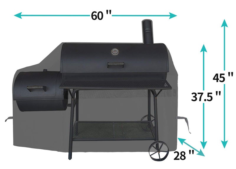 iCOVER Offset Smoker Cover 60 inch Charcoal Pellet Grill Covers Heavy Duty Waterproof 600D BBQ Smokers Protection for Brinkmann for Char-Broil for Weber, Nexgrill, New Braunfels for Oklahoma Joe's - Image 3